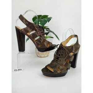 Coach Women’s Moreen Metallic Pewter Leather Y2K Vintage Heels Sandals Size 11